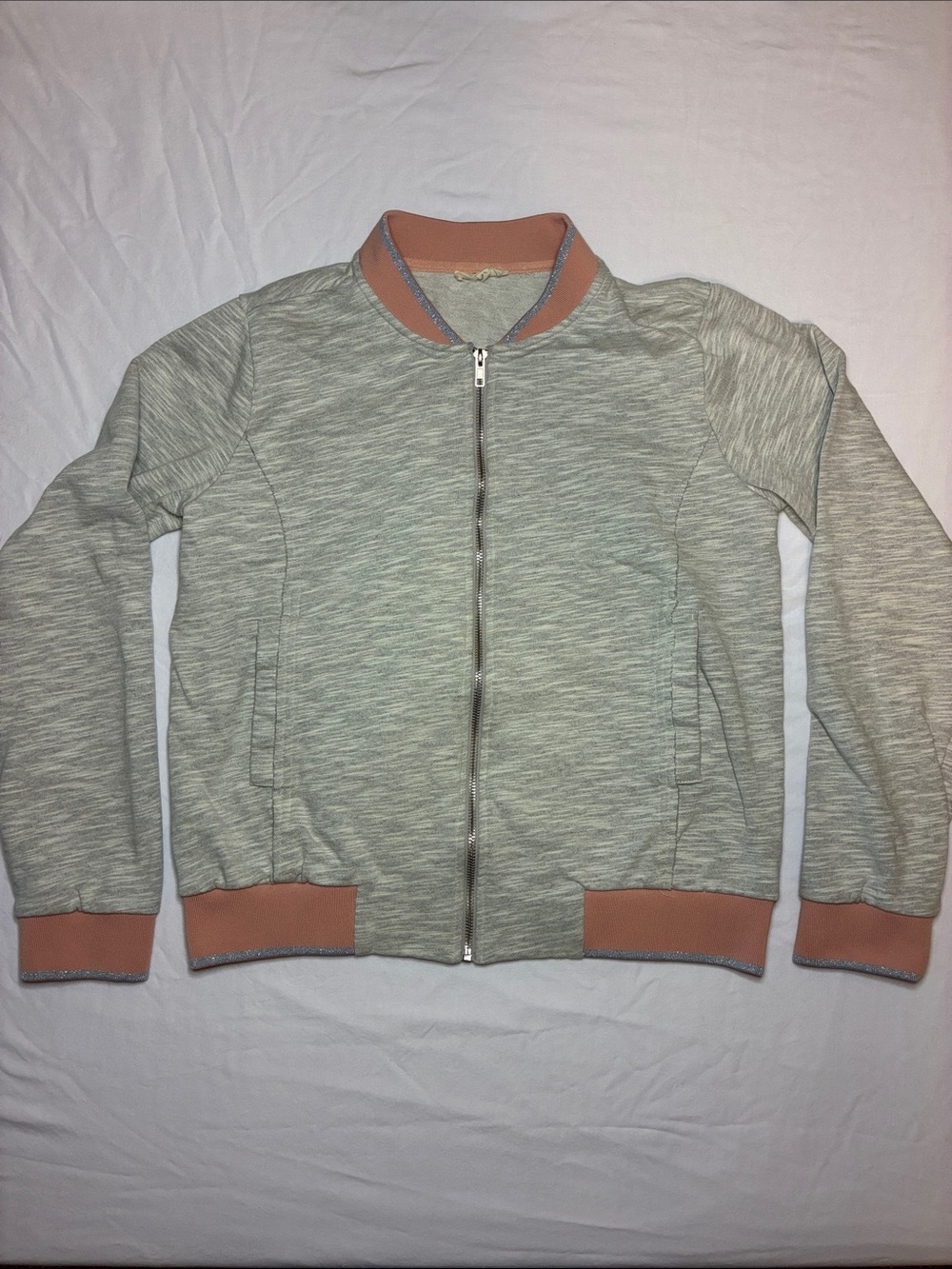 Mystree Gray Sweater with Pink Trim